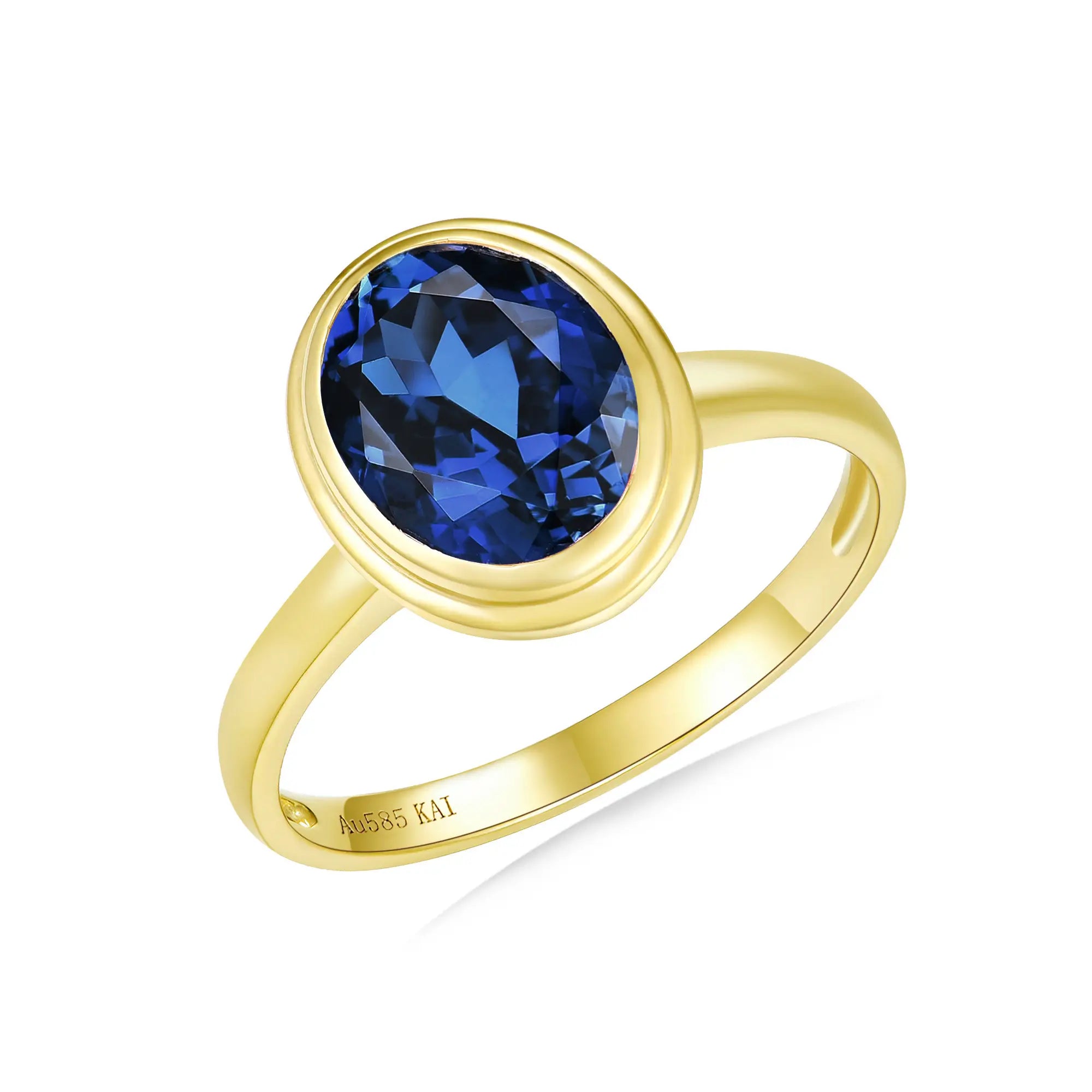 14k gold Bella Oval 2.50ctw Lab Grown Sapphire Ring