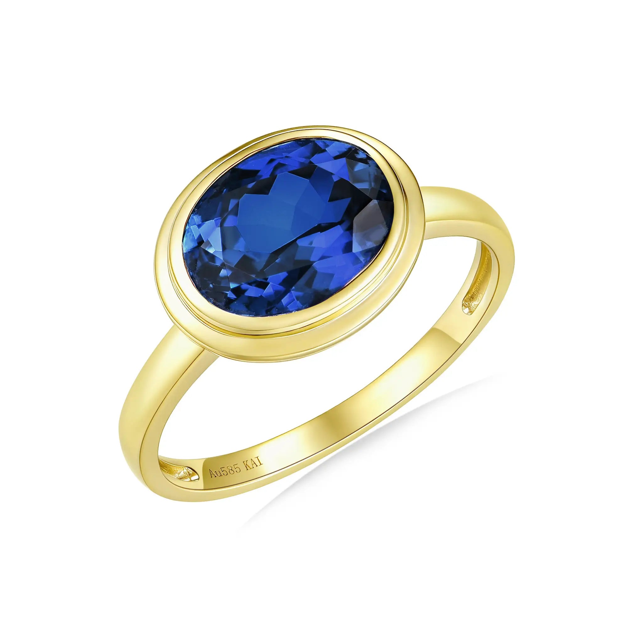 14k gold Bella East-West 2.50 Oval Lab Grown Sapphire Ring