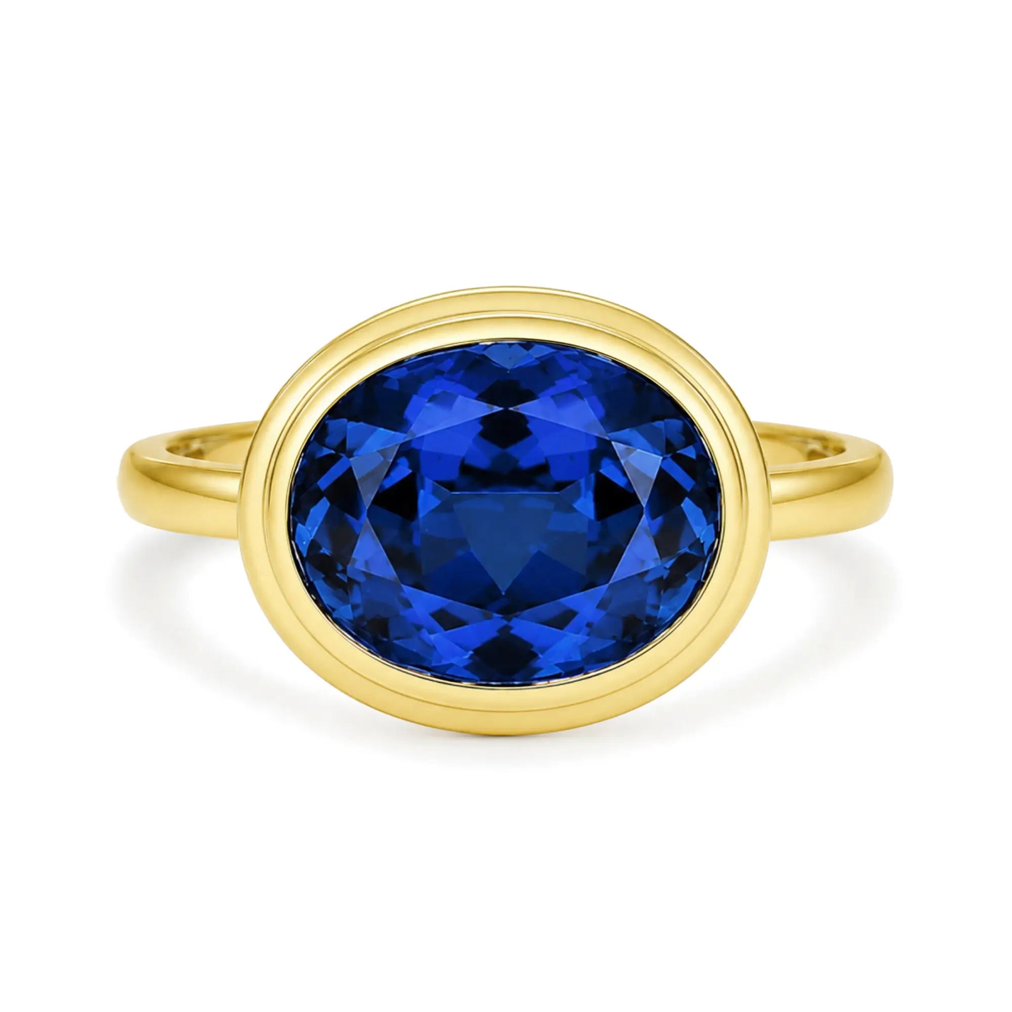 Kai 14k gold Bella East-West 3.5ctw Oval Lab Grown Sapphire Ring