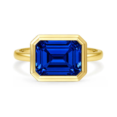 Bella 14k solid gold yellow gold 3ctw Lab Grown Sapphire East-West Ring