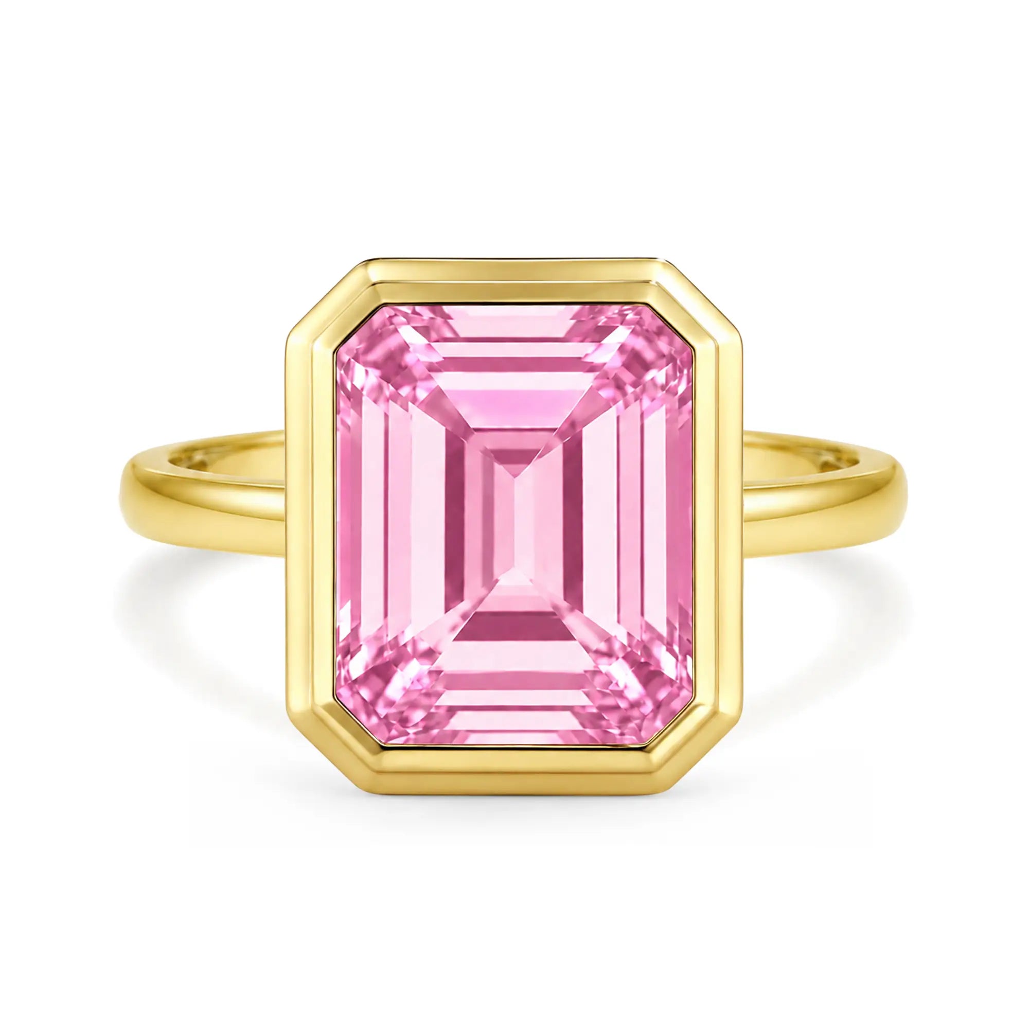 Bella 14k yellow gold solid gold 4ctw Lab Grown Pink Sapphire Ring