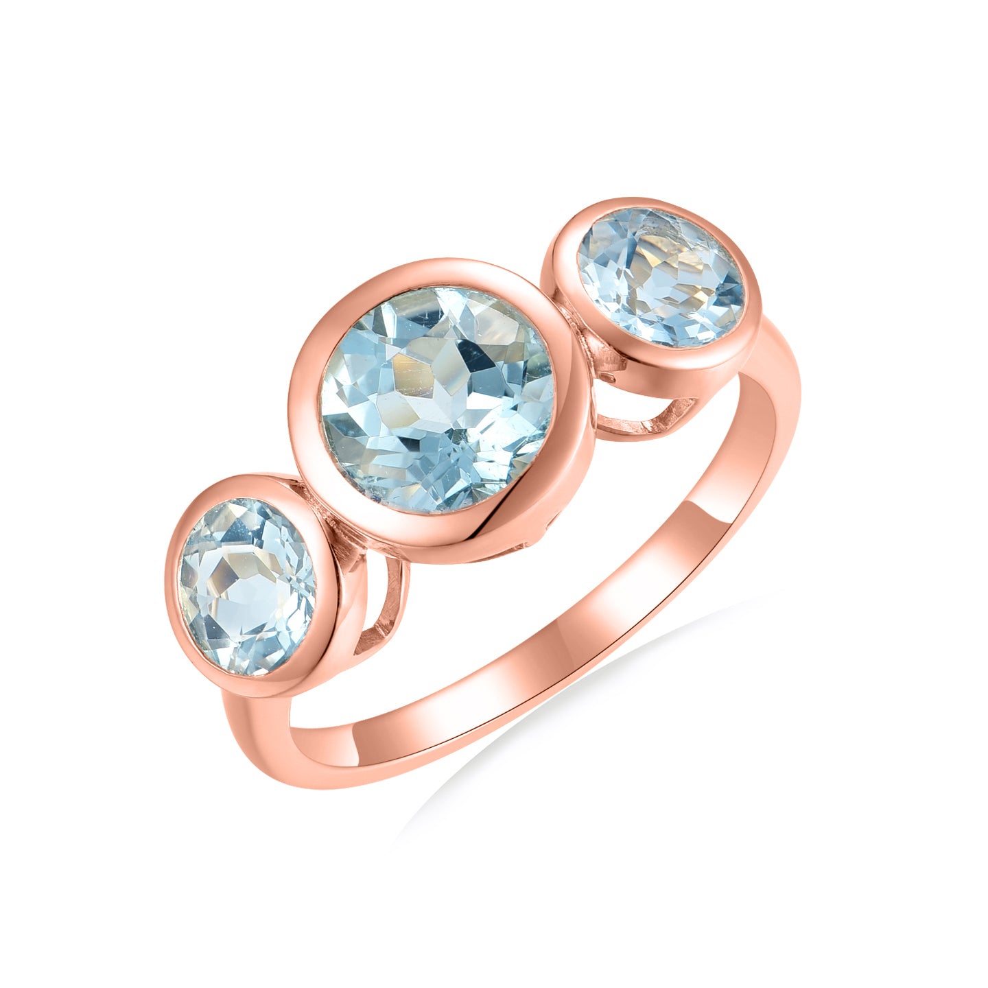 Trinity Round Aquamarine Three-stone Ring