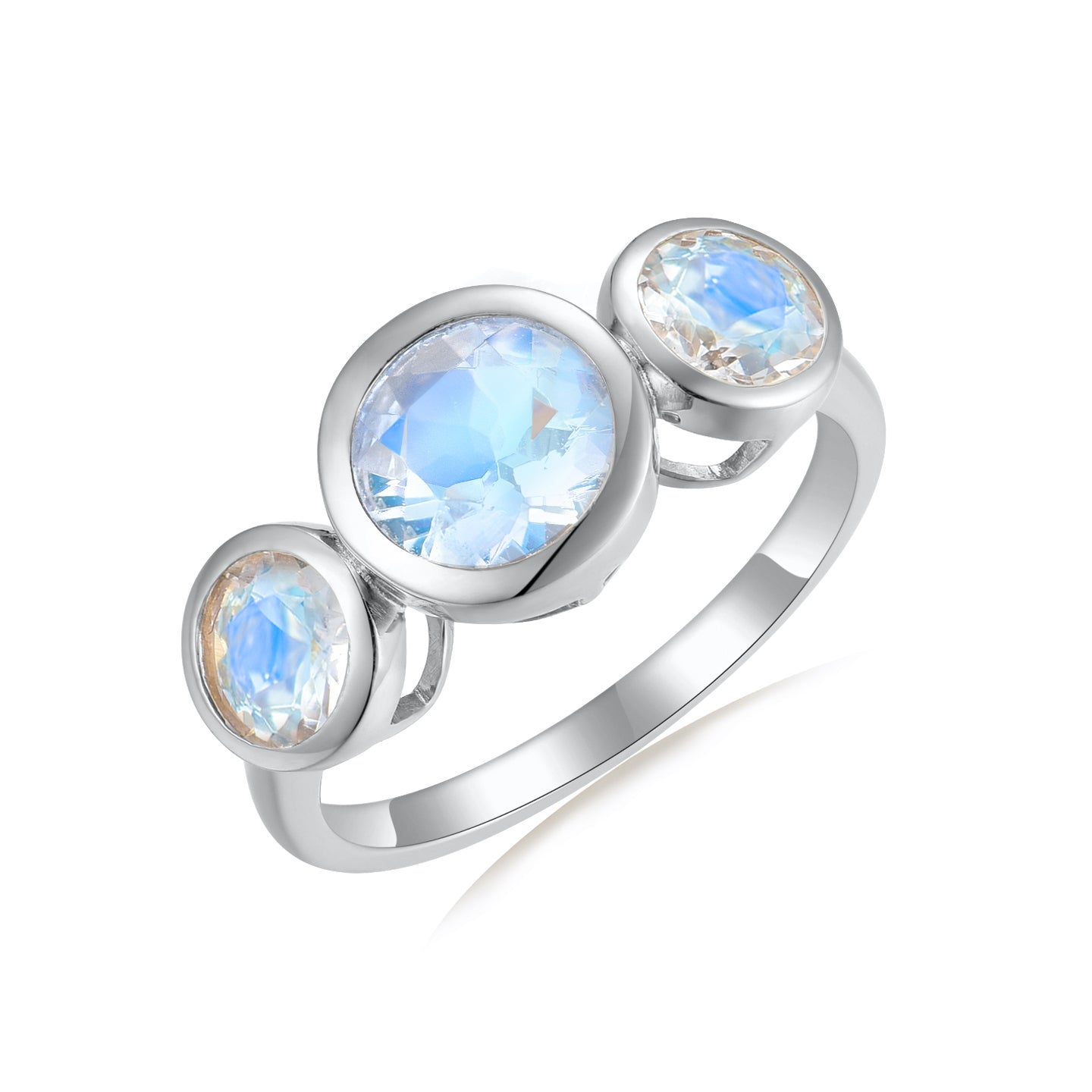 Trinity Round Moonstone Three-stone Ring