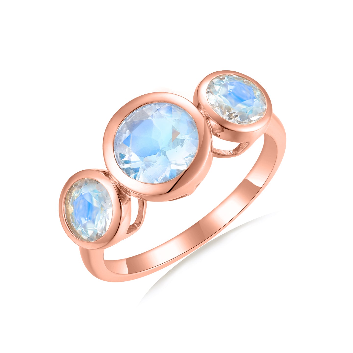 Trinity Round Moonstone Three-stone Ring