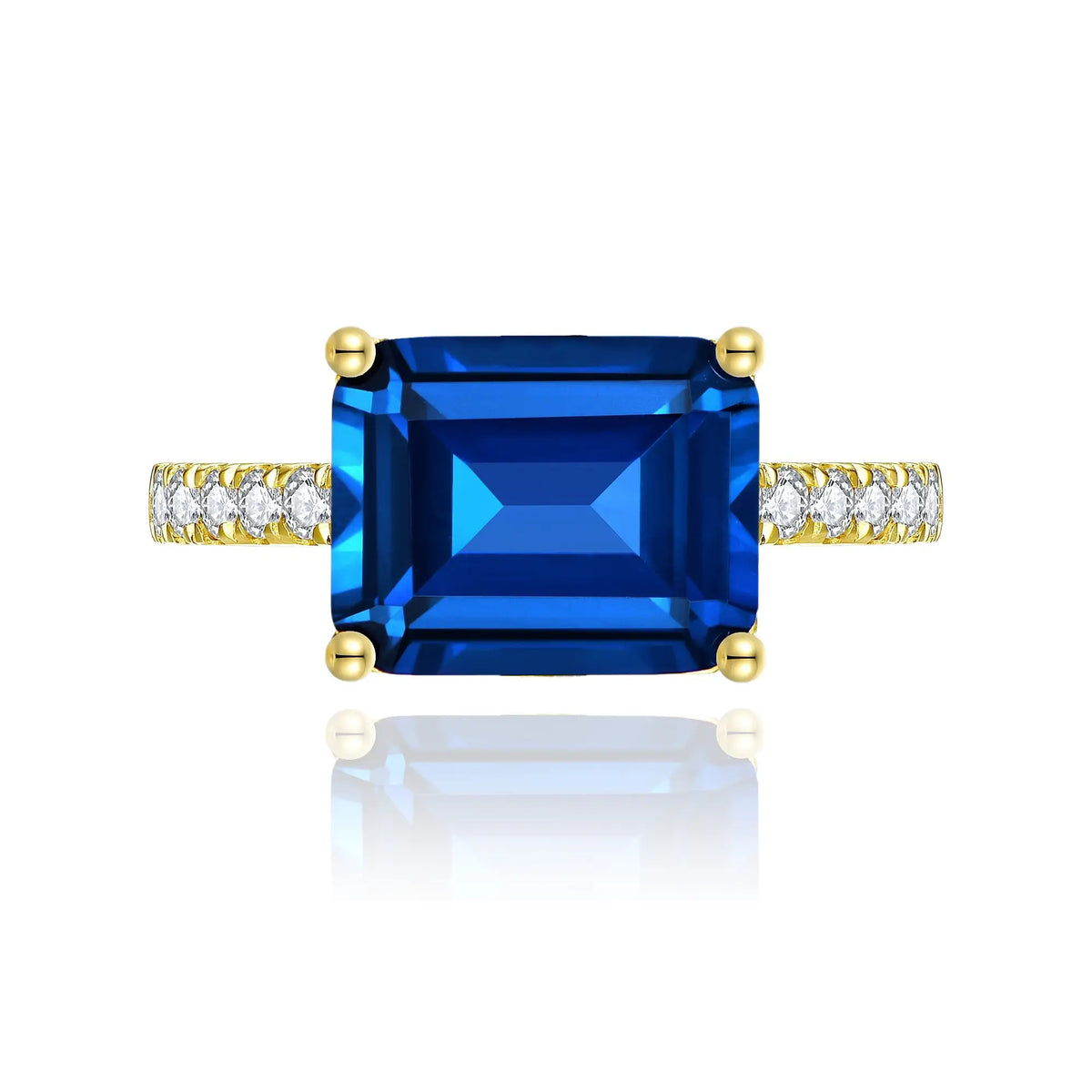 Radiant Emerald-Cut Lab-Grown Sapphire Diamond Ring