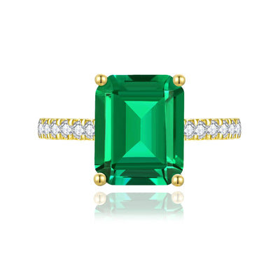 Radiant Lab-Grown Emerald Diamond Ring in 14k yellow gold