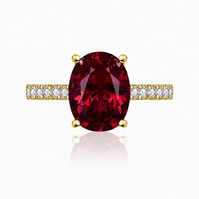 Radiant Oval 3.74ctw Lab Grown Ruby Diamond Ring in 14k yellow gold