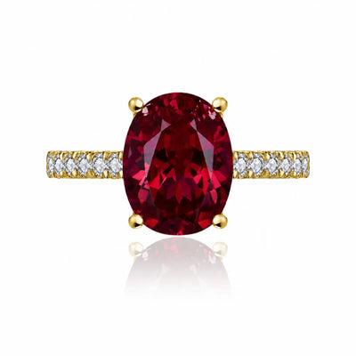 Radiant Oval Lab Grown Ruby Diamond Ring
