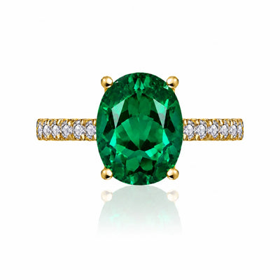 Radiant Oval Lab Grown Emerald Diamond Ring