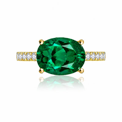 Radiant Oval Lab Grown Emerald Diamond Ring