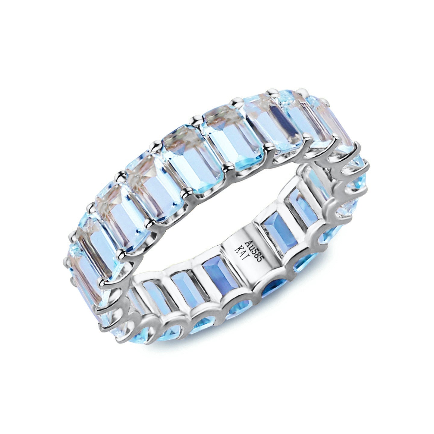 Nora Emerald-Cut Aquamarine Eternity Ring