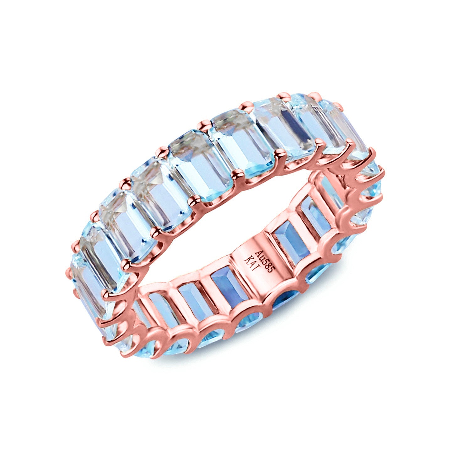 Nora Emerald-Cut Aquamarine Eternity Ring