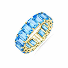 kai fine jewelry Nora 11 ctw natural Emerald-Cut Topaz Eternity Ring in 14k yellow gold