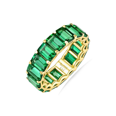 Nora 9.50ctw Lab Grown Emerald Eternity Ring in 14k yellow gold