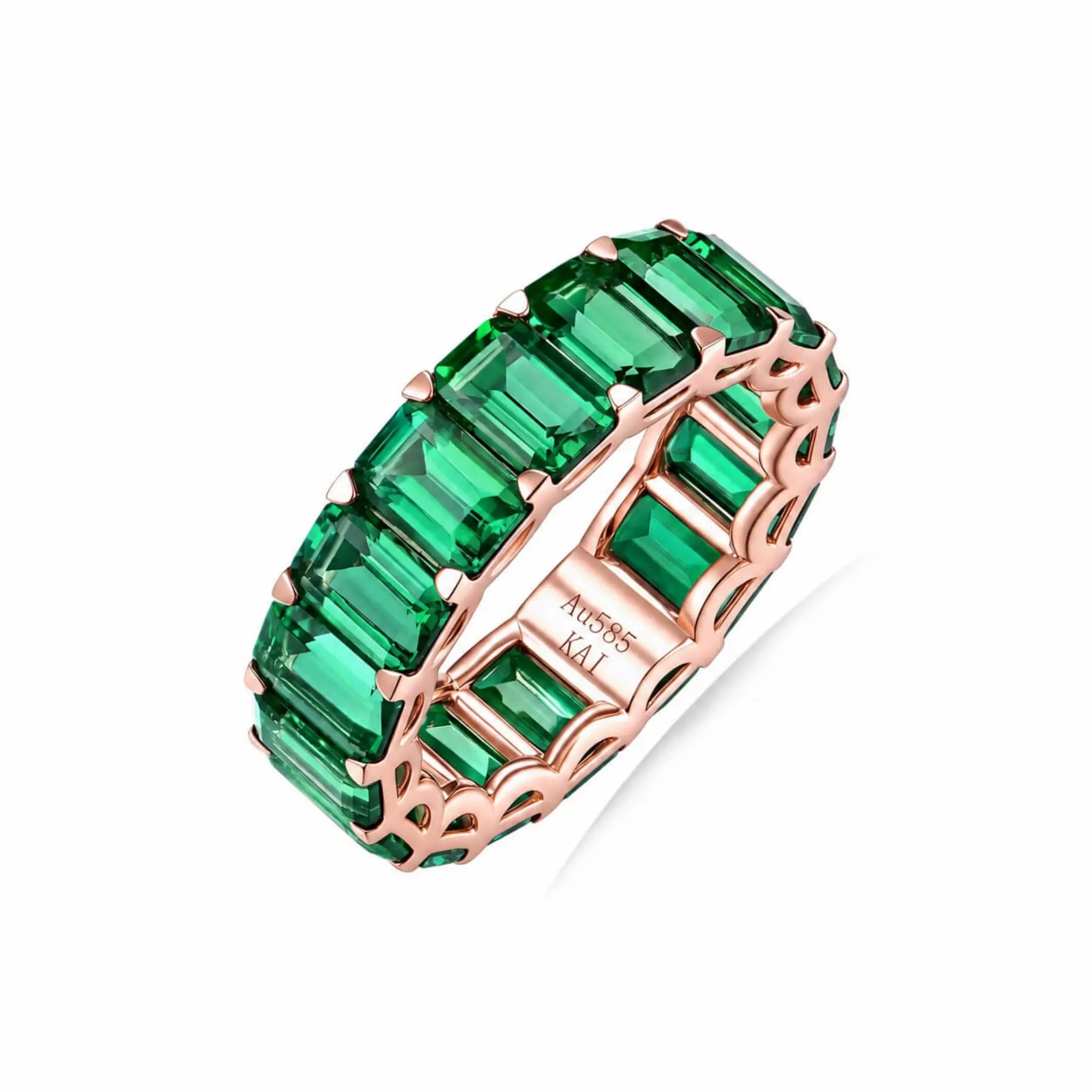 Nora 9.50ctw Lab Grown Emerald Eternity Ring in 14k rose gold