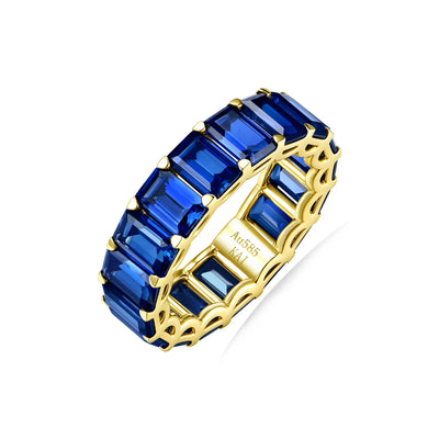Nora 12.50 ctw Emerald-Cut Lab Grown Sapphire Eternity Ring in 14k yellow Gold