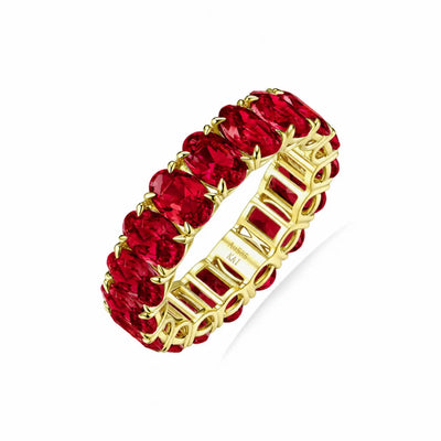 Nora 11.50 ctw Oval Lab Grown Ruby Eternity Ring in 14k yellow gold