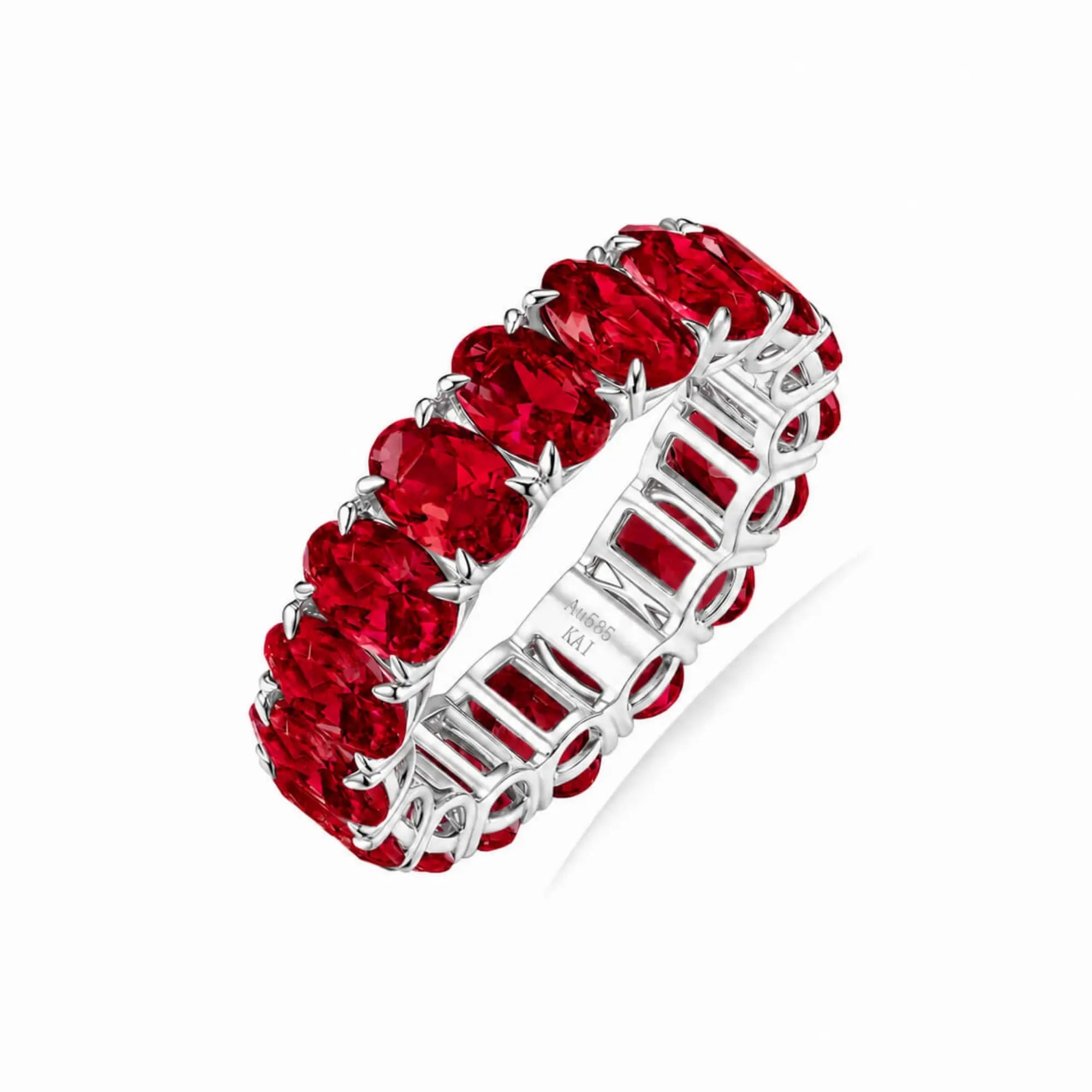 Nora 11.50 ctw Oval Lab Grown Ruby Eternity Ring in 14k white gold