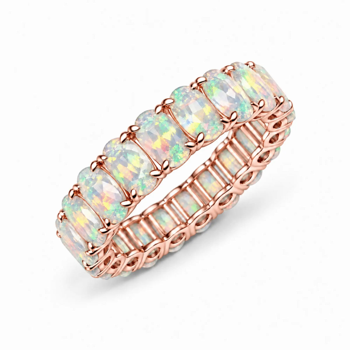 Nora 3.5 ctw Oval Fire Opal Eternity Ring
