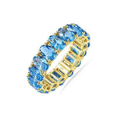 kai fine jewelry Nora 9.8 ctw Oval natural Topaz Eternity Ring in 14k yellow gold