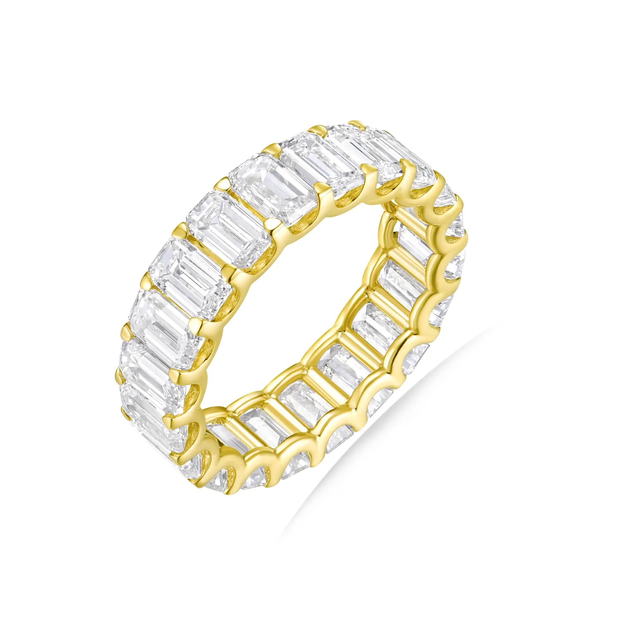 Kai Fine Jewelry 5.00ct Emerald-Cut Lab Grown Eternity Ring in 14k yellow gold