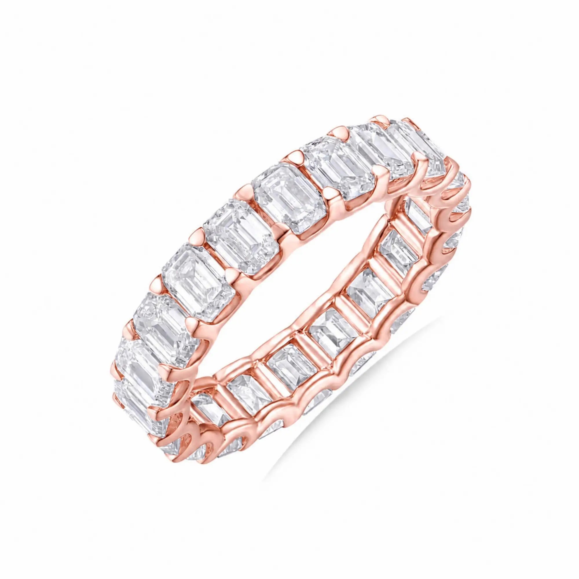 Nora 5 ctw Emerald-Cut Lab Grown Diamond Eternity Ring in 14k rose gold