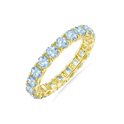 Nora Round Natural 2ctw Aquamarine Eternity Ring in 14k yellow gold