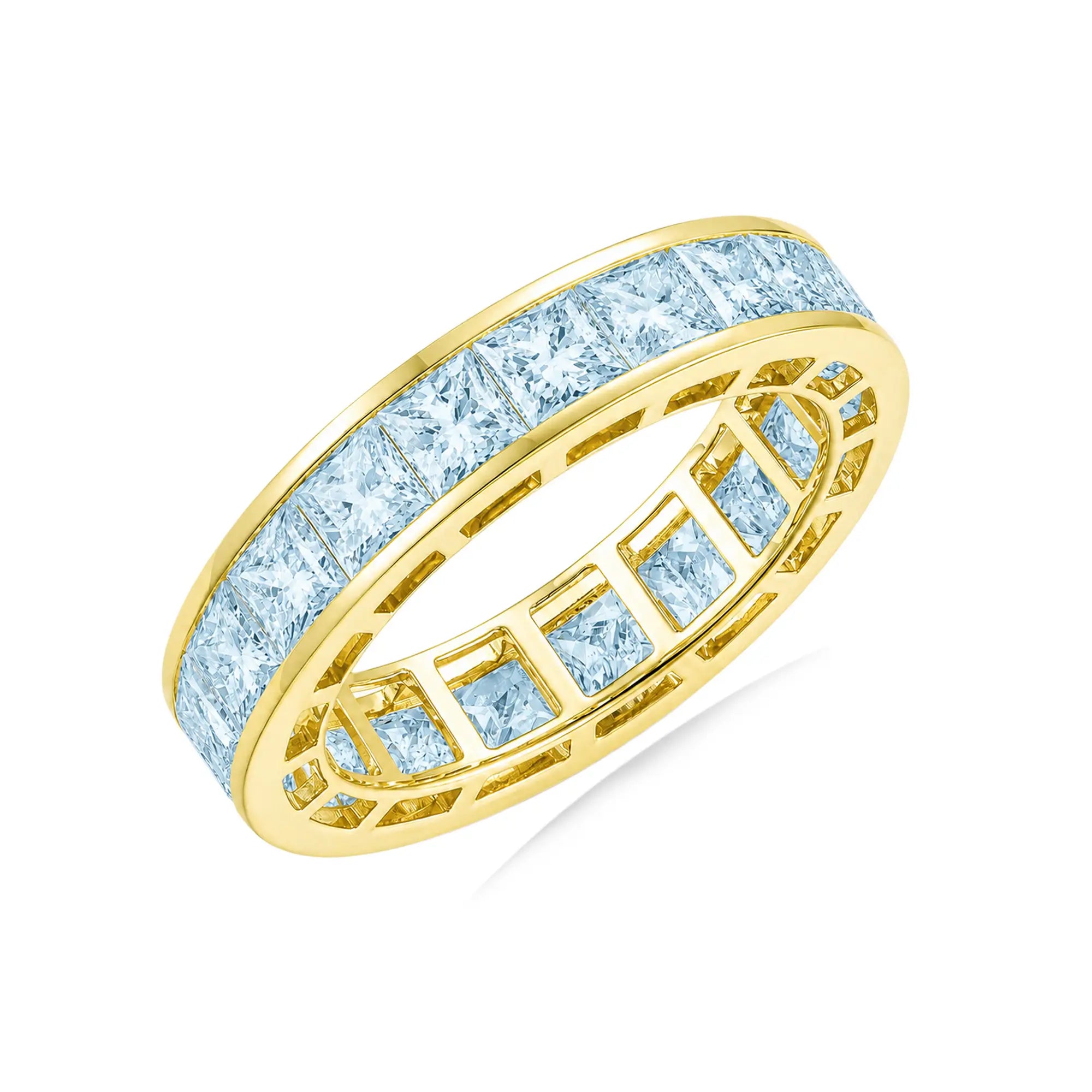 Nora Natural 3ctw Aquamarine Eternity Ring in 14k yellow gold