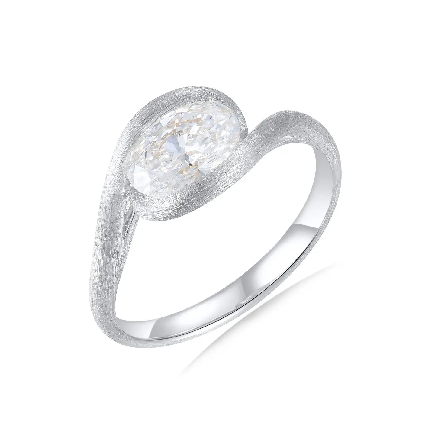 Eternal Wave Oval Lab Grown Diamond East-West Ring 14k white gold 