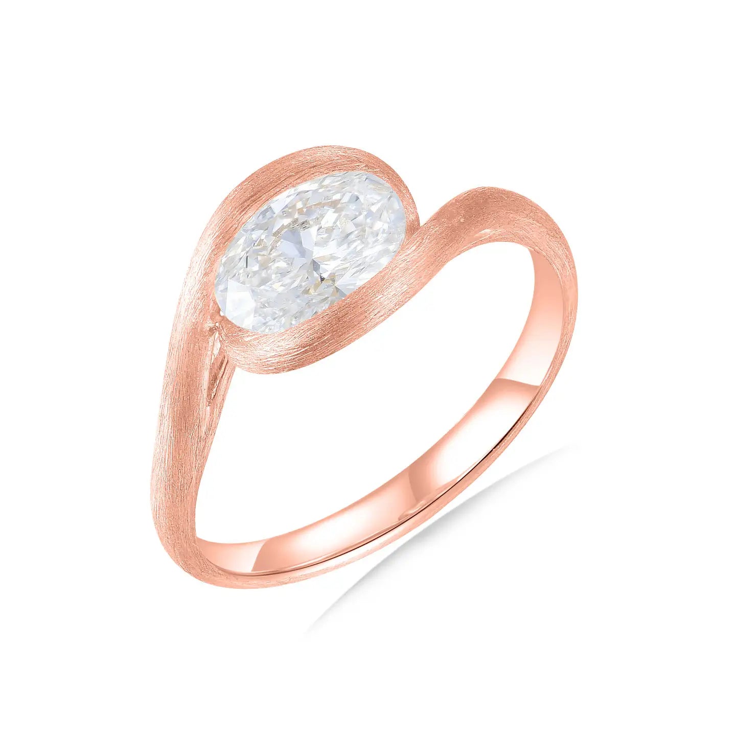 Eternal Wave Oval Lab Grown Diamond East-West Ring 14k rose gold 