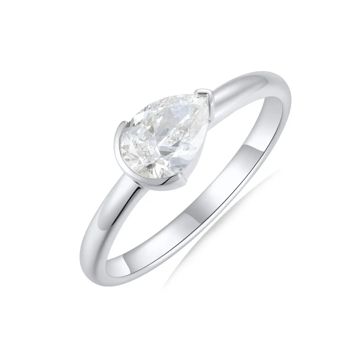 1.0 2.0 3.0 CT Pear Lab Grown Diamond East-West Ring 14k WHITE gold 