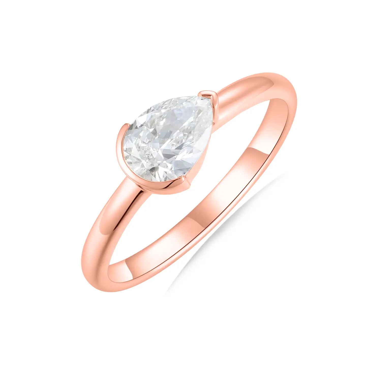 1.0 2.0 3.0 CT Pear Lab Grown Diamond East-West Ring 14k rose gold 