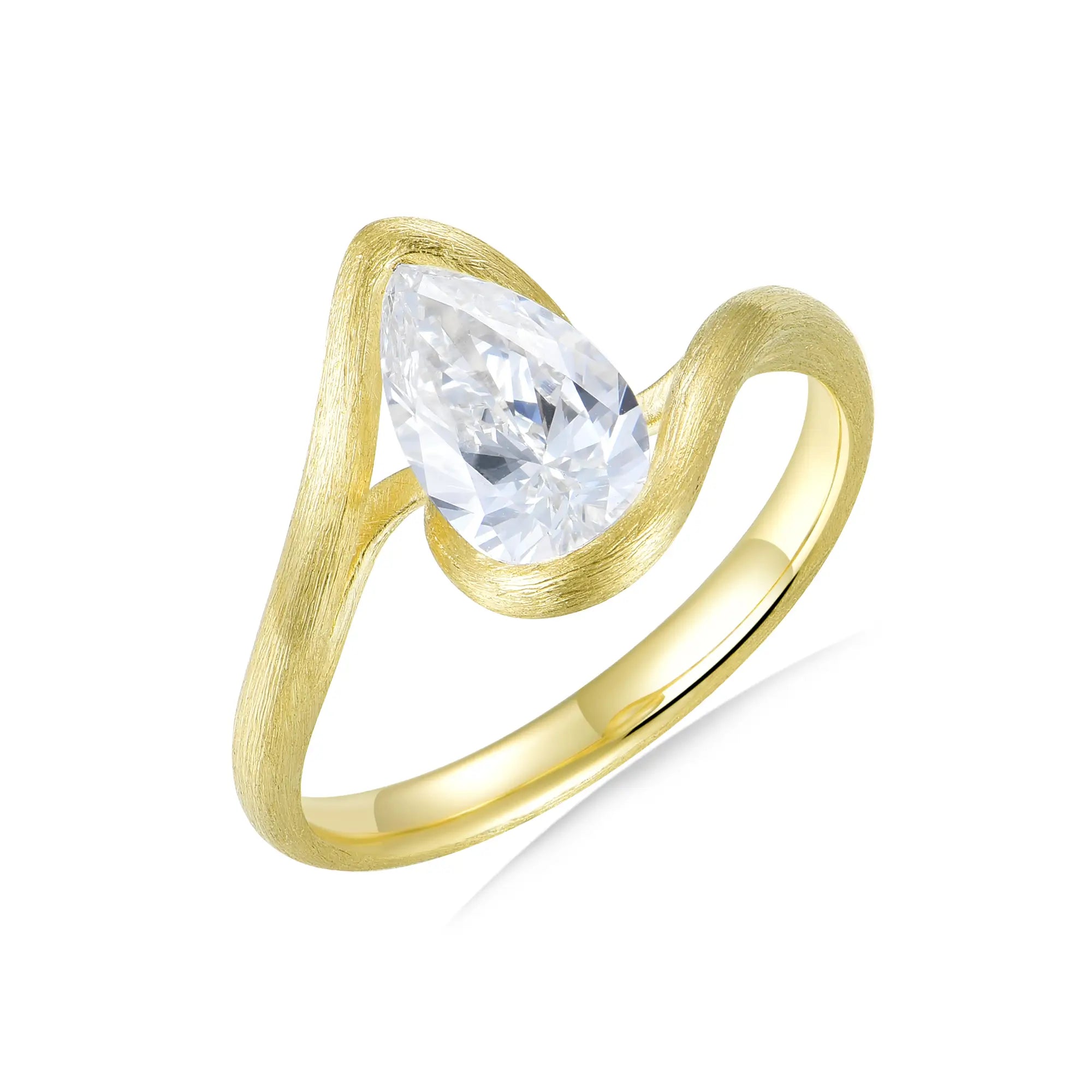 Eternal Wave Pear 1.0 2.0 3.0 Lab Grown Diamond Ring 14k yellow gold
