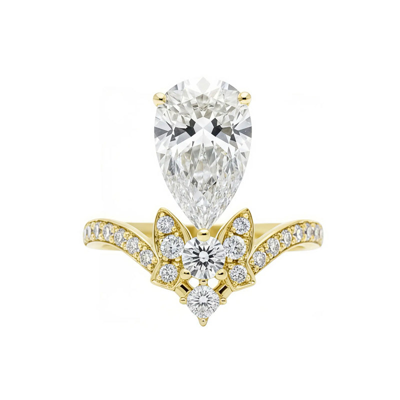 Kai Heirloom Revival Royal Ribbon Pear 2.46ct Lab Diamond Ring in 14k yellow gold