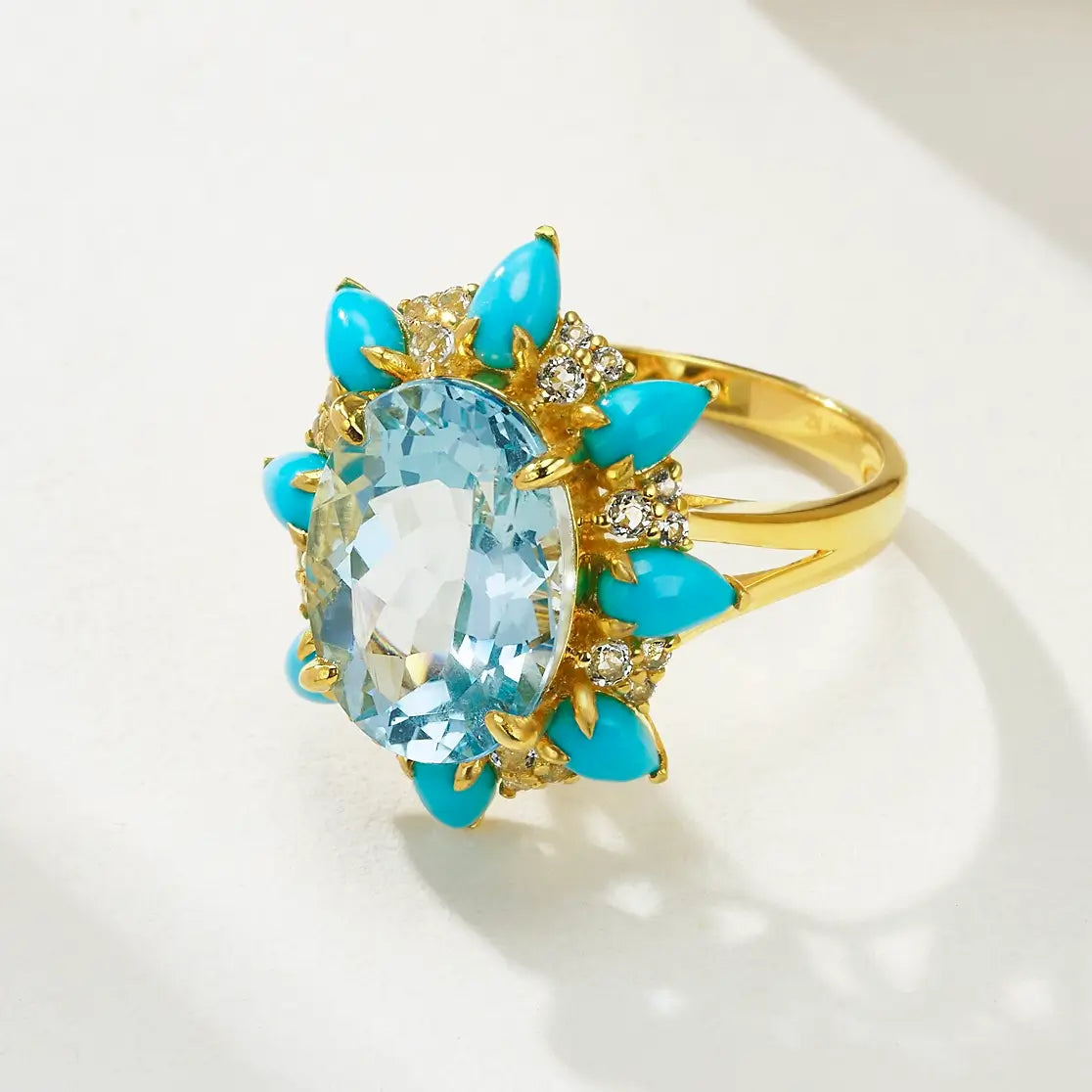 Topaz Turquoise Aquamarine Cocktail Ring