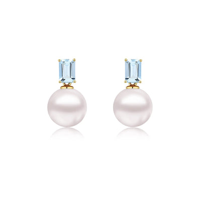 Venus Aquamarine Pearl Convertible Drop Earrings