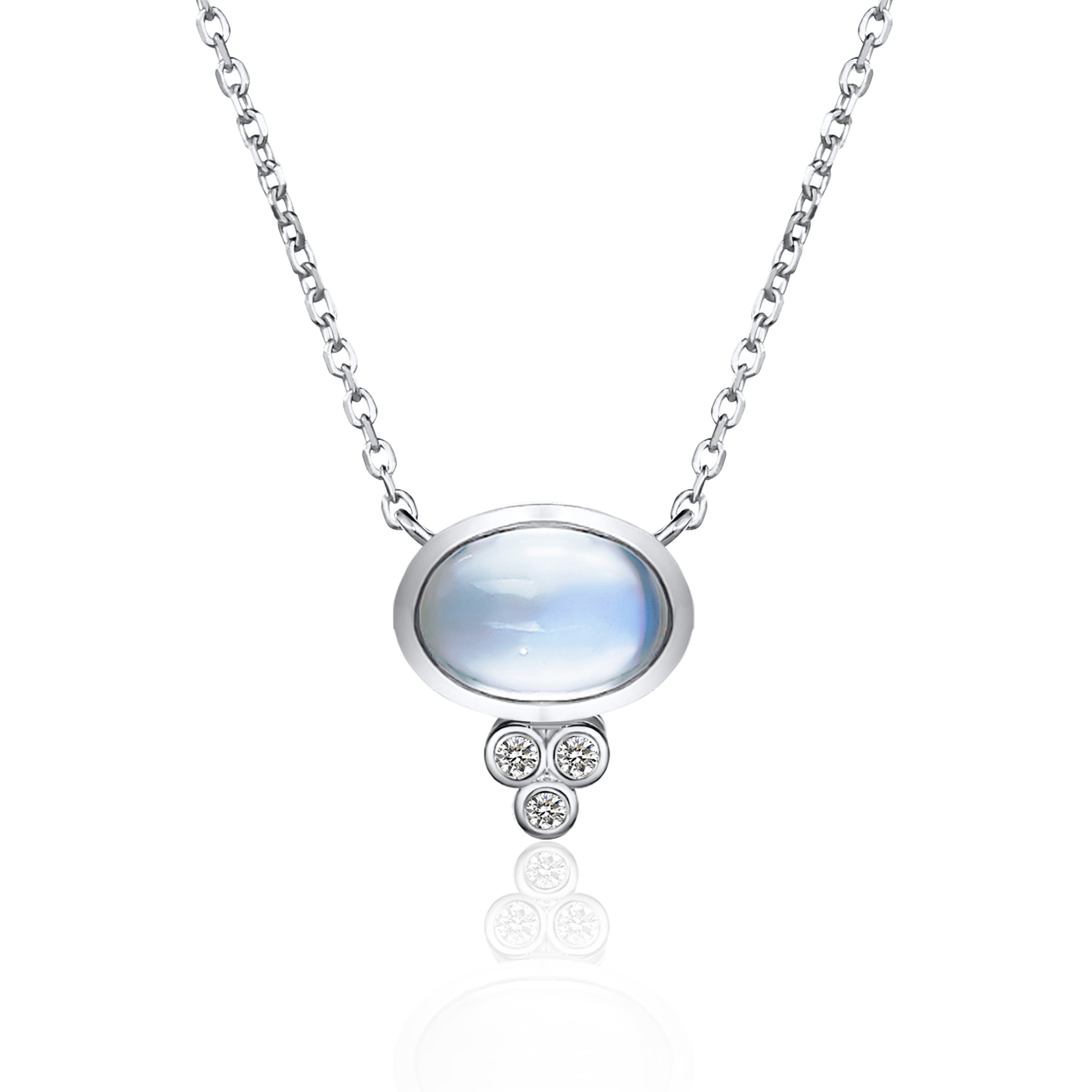 Ayla Oval Moonstone Diamond Necklace