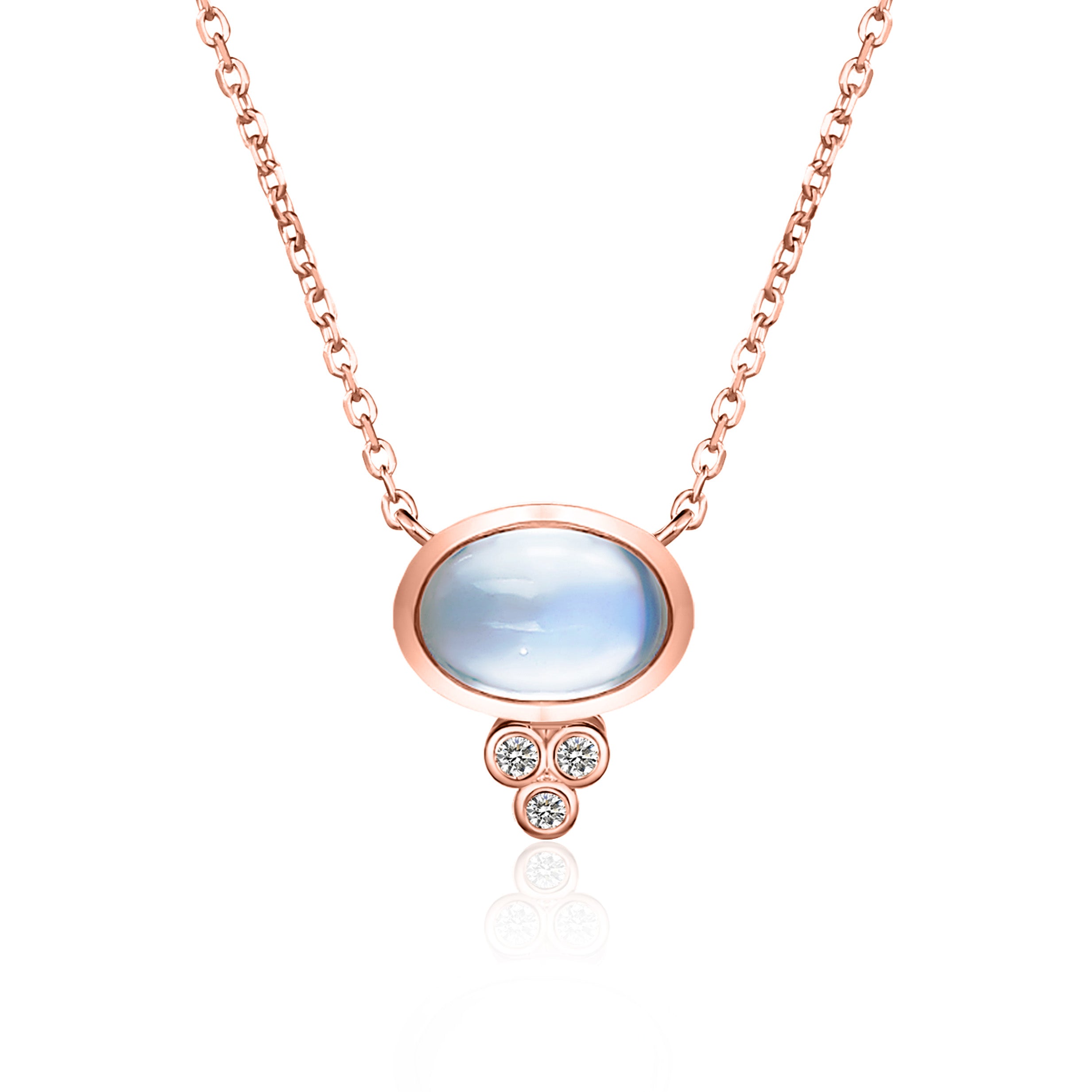 Ayla Oval Moonstone Diamond Necklace