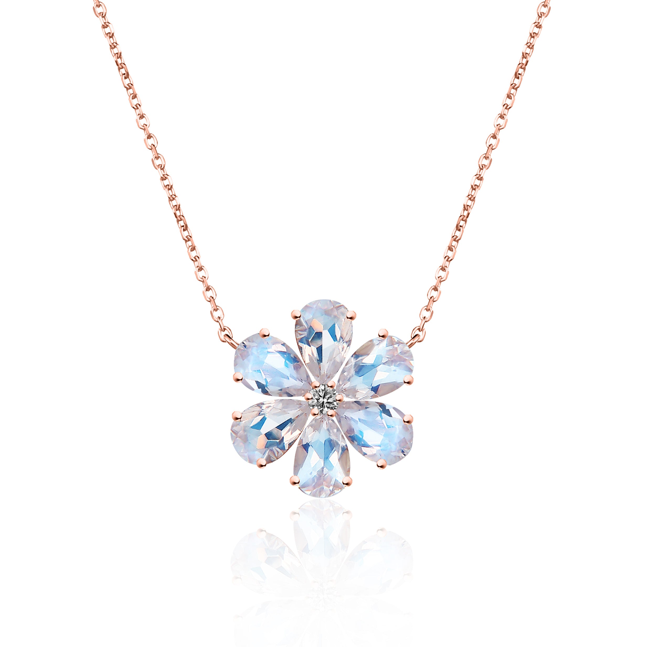 Flora Blossom Moonstone Diamond Necklace