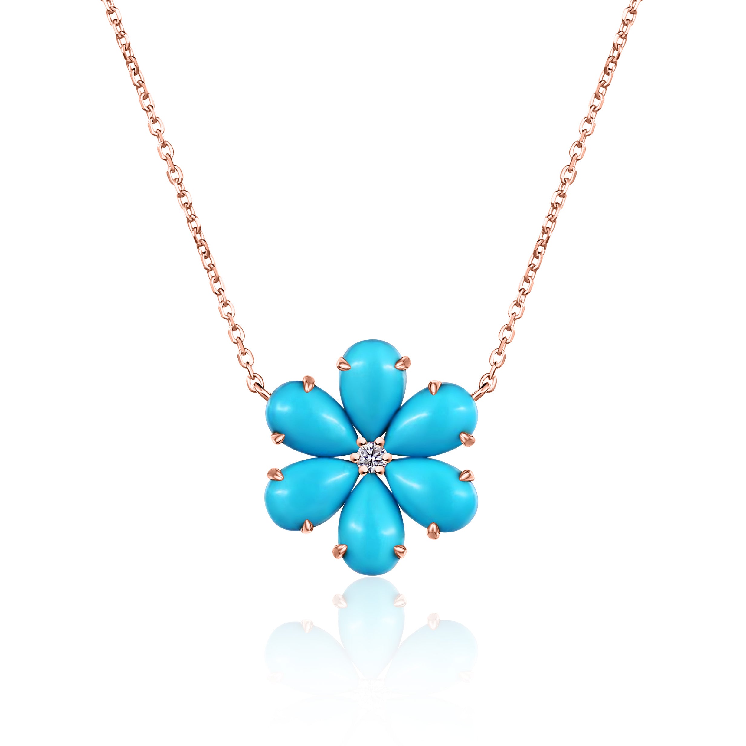 Flora Blossom Turquoise Diamond Necklace