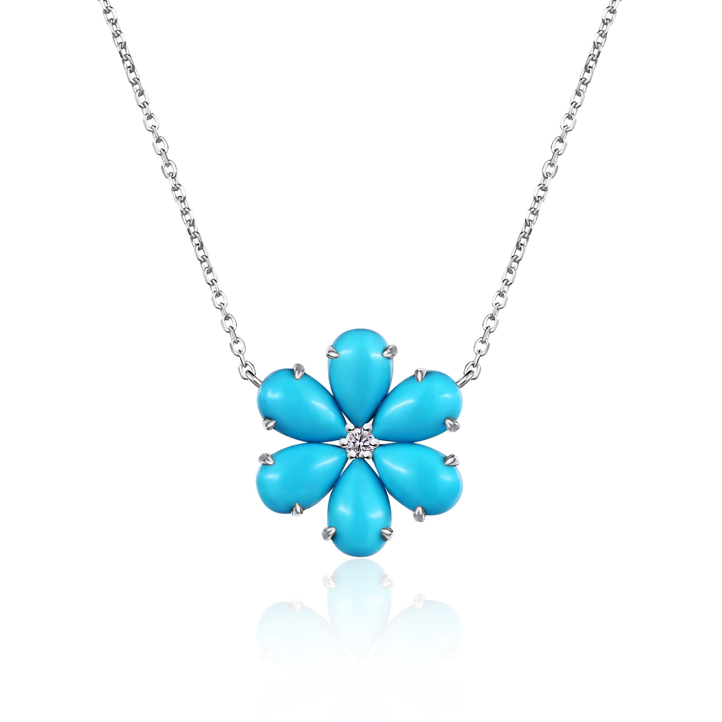 Flora Blossom Turquoise Diamond Necklace