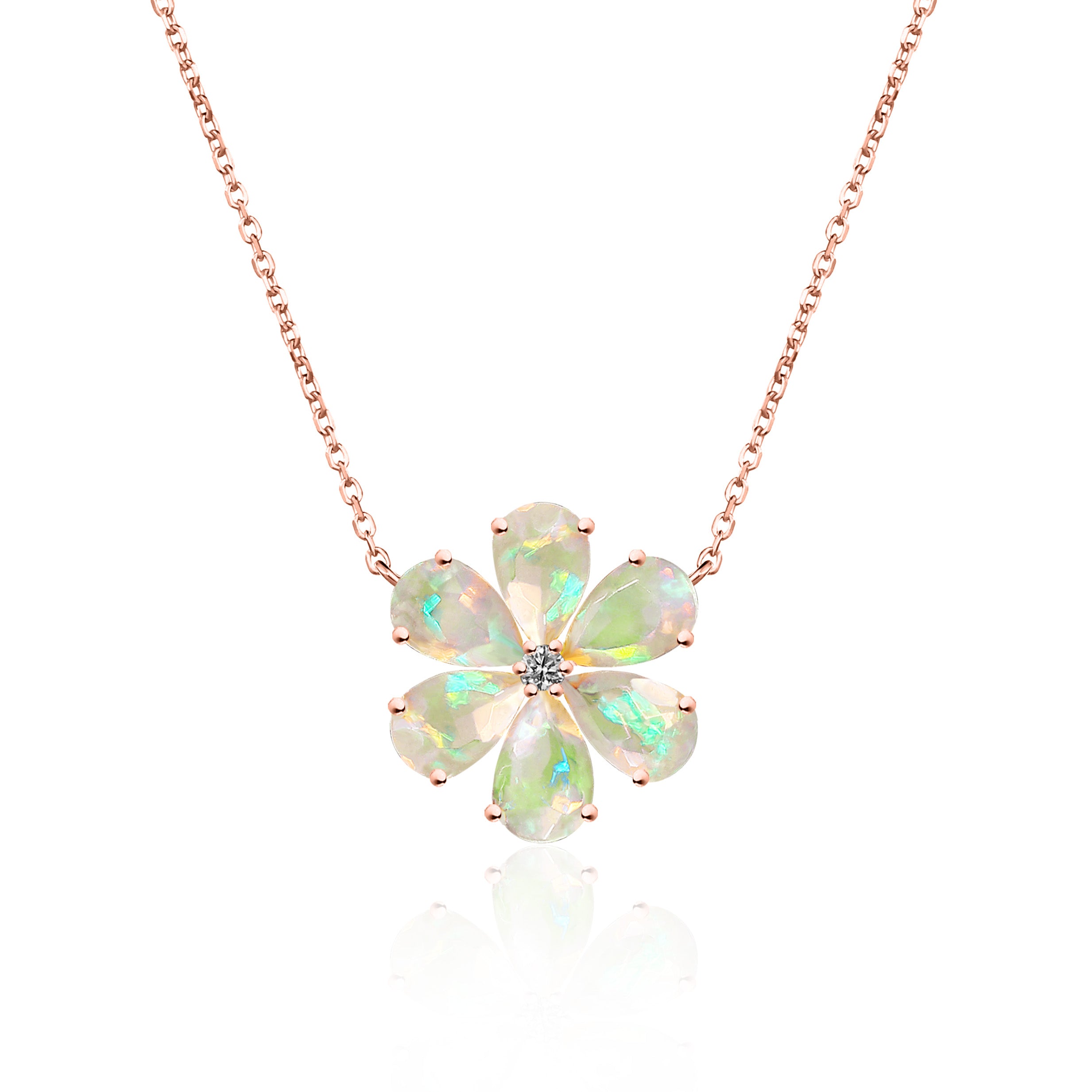 Flora Blossom Opal Diamond Necklace