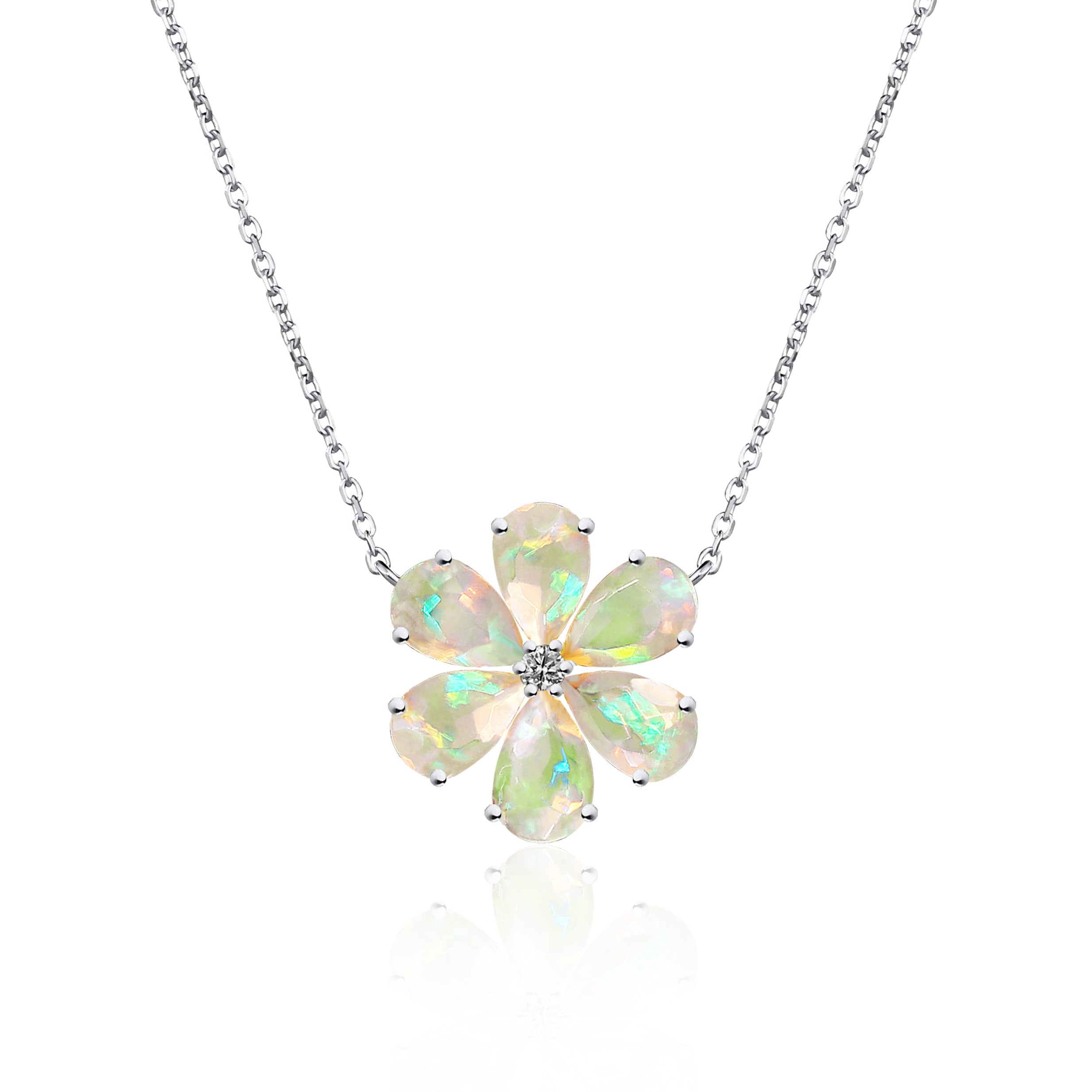 Flora Blossom Opal Diamond Necklace