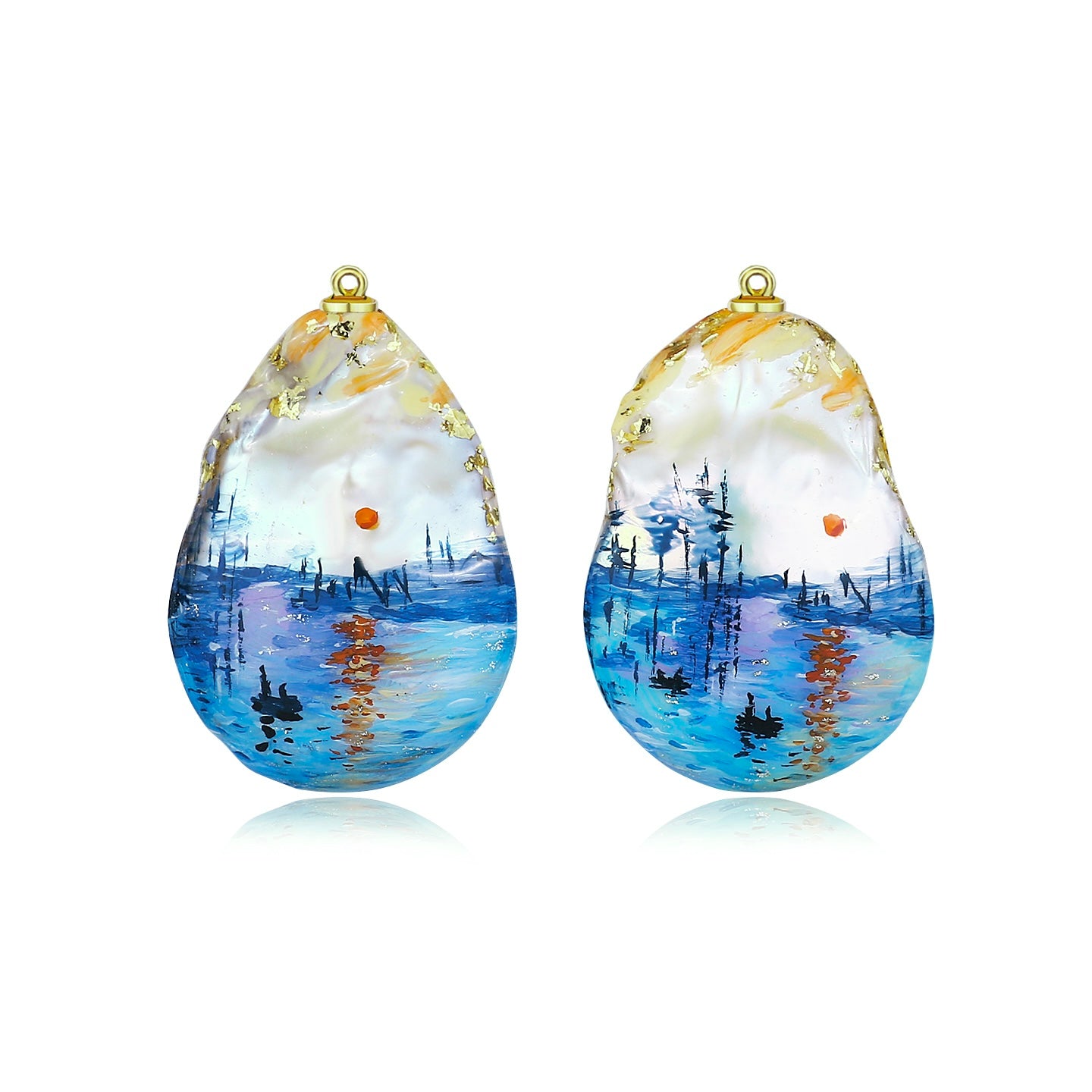 Hand-Painted Impression Sunrise Baroque Pearl Enhancers