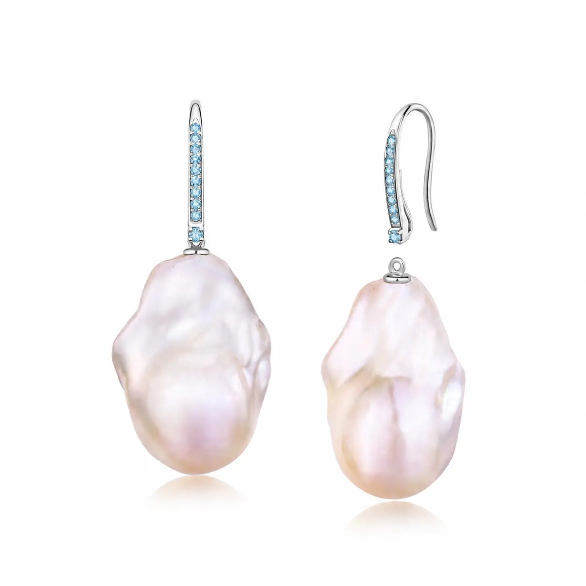 Custom Order - Paradise Natural Aquamarine Convertible Baroque Pearl Drop Earrings