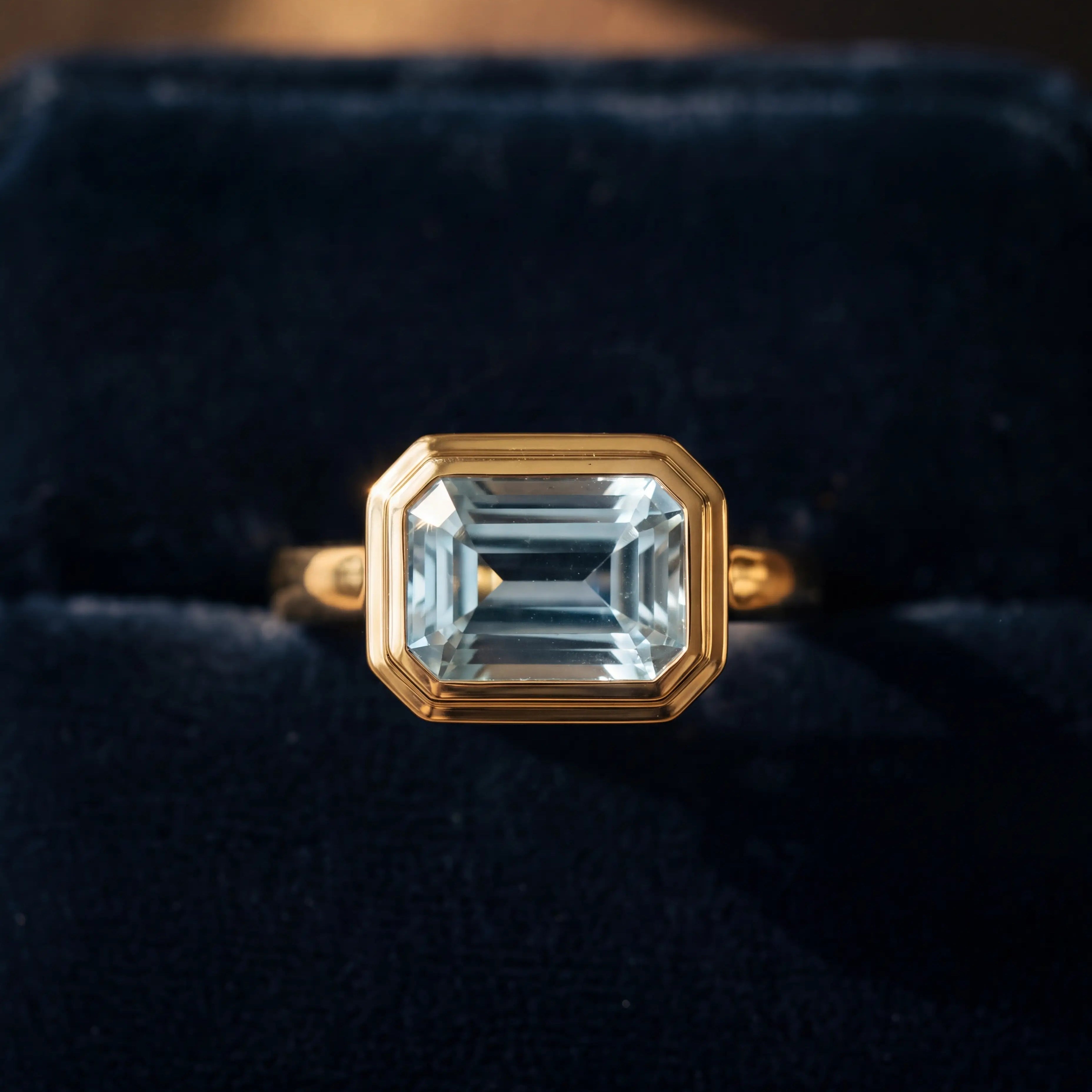 Bella Emerald-Cut Aquamarine Ring