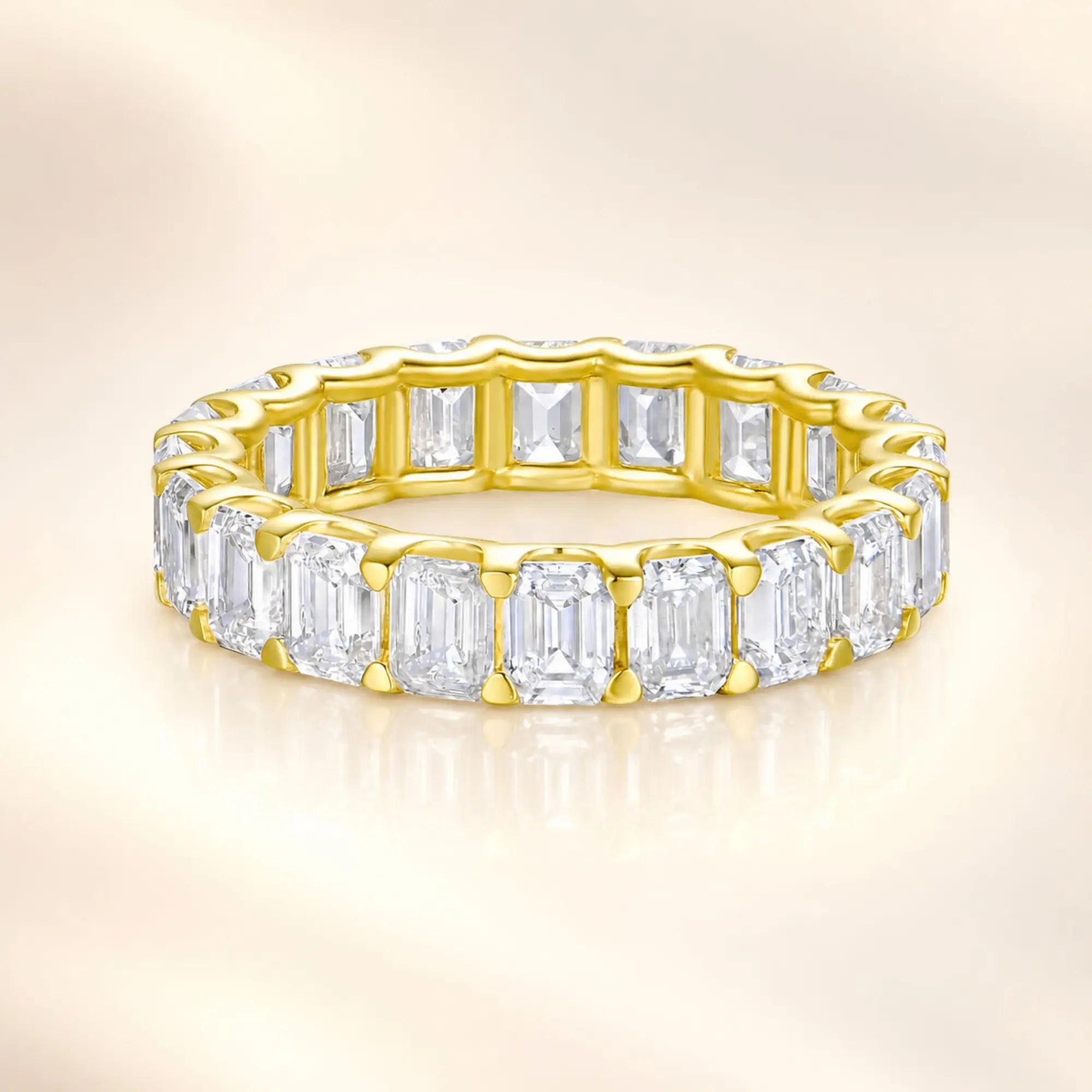 Nora 5 ctw Emerald-Cut Lab Grown Diamond Eternity Ring in 14k yellow gold