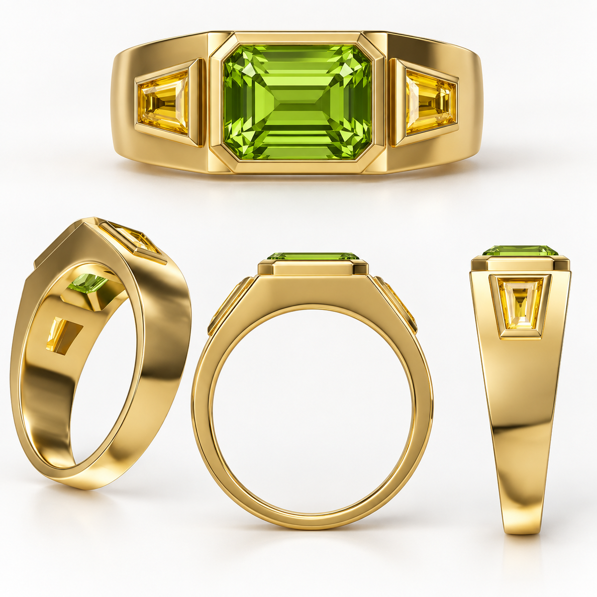 Custom Natural Peridot & Yellow Sapphire Ring