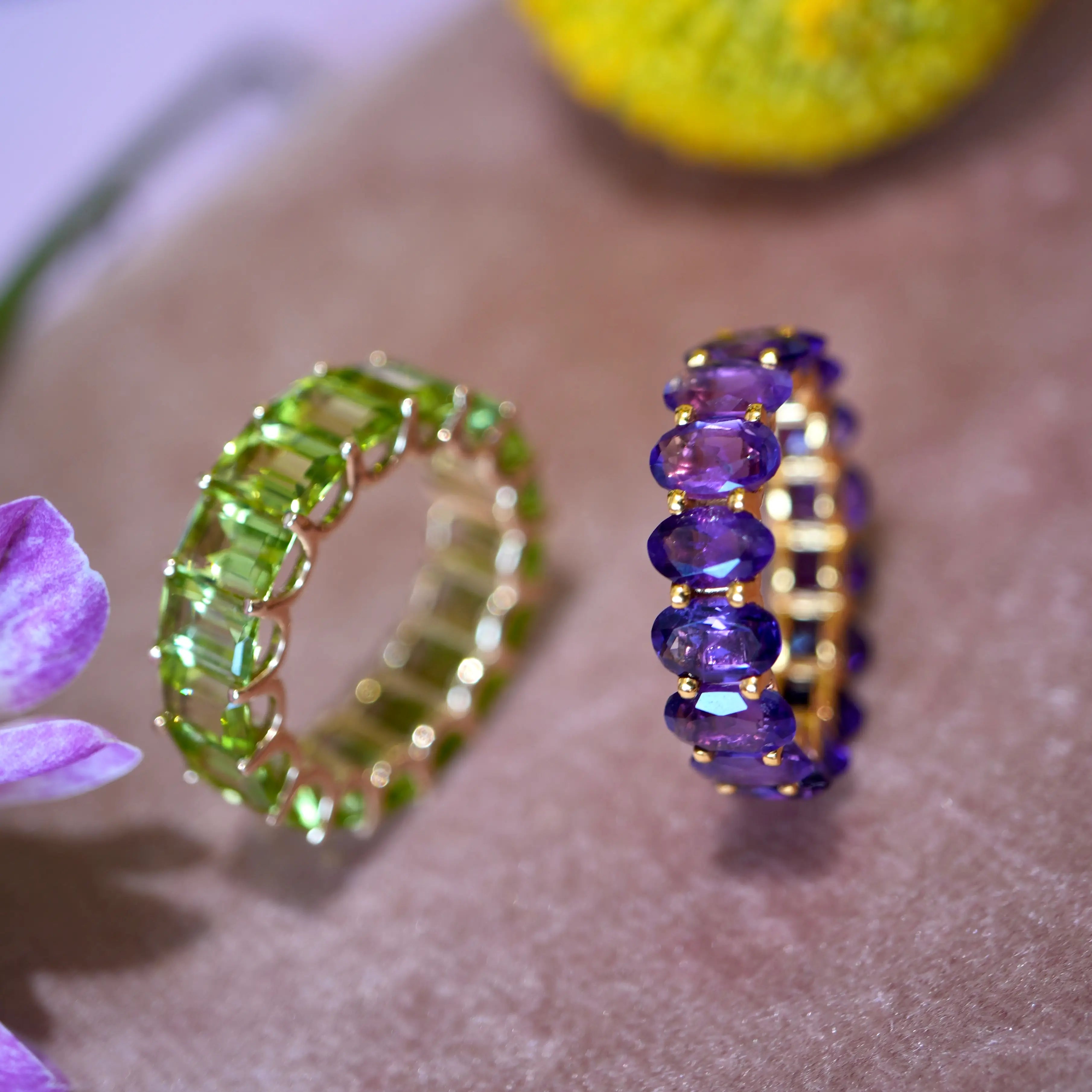 Nora Emerald-Cut Peridot Eternity Ring