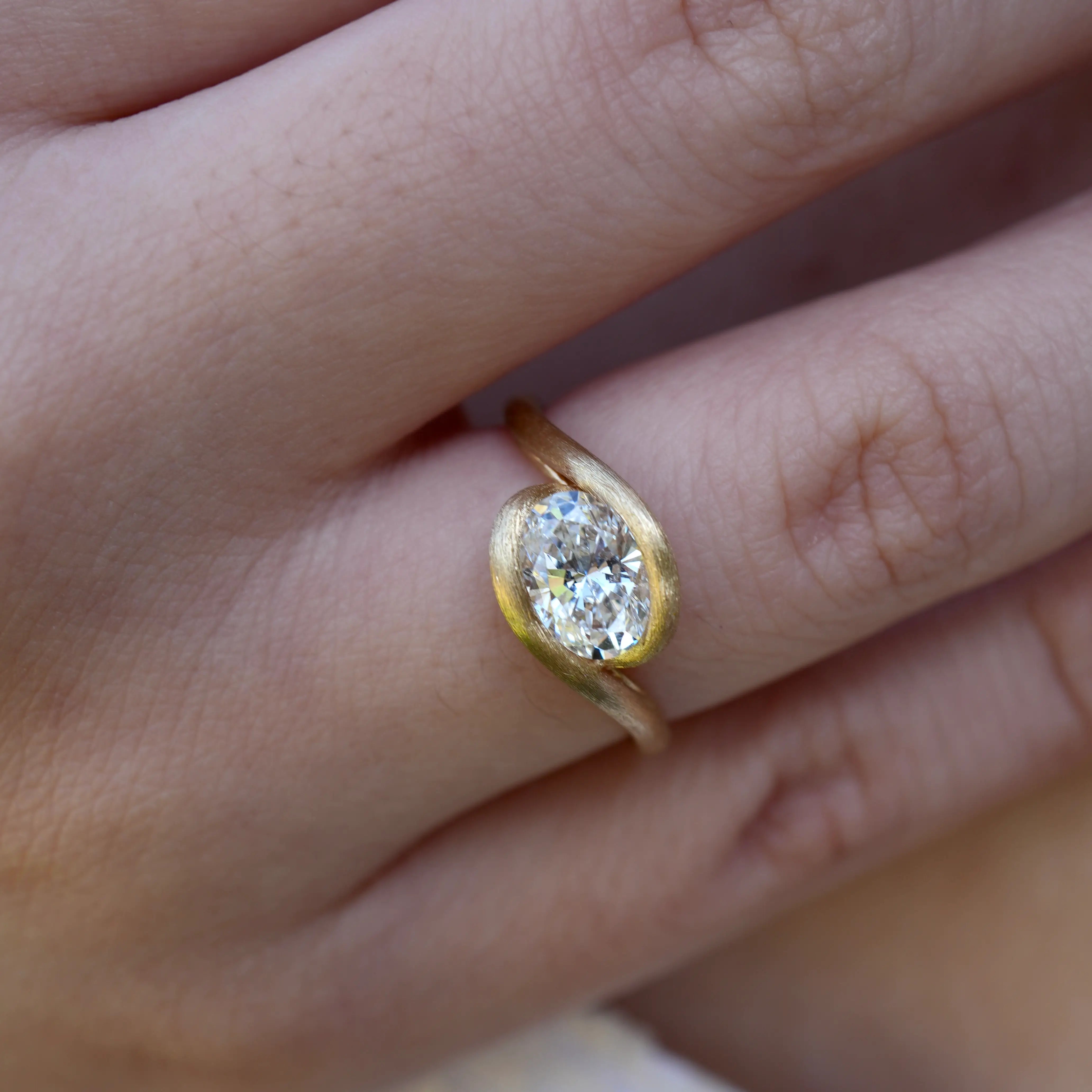 Eternal Wave Oval Lab Grown Diamond East-West Ring 14k solid gold 